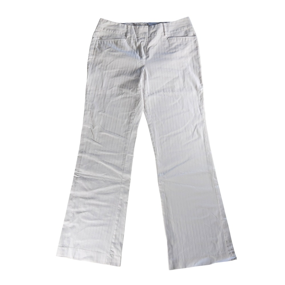 Michael Kors Trousers Women's Size 8 White Pinstripe Flare Leg Dress Pants